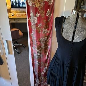 Lauren Ralph Lauren 100% Shadow Striped Floral Oblong Scarf